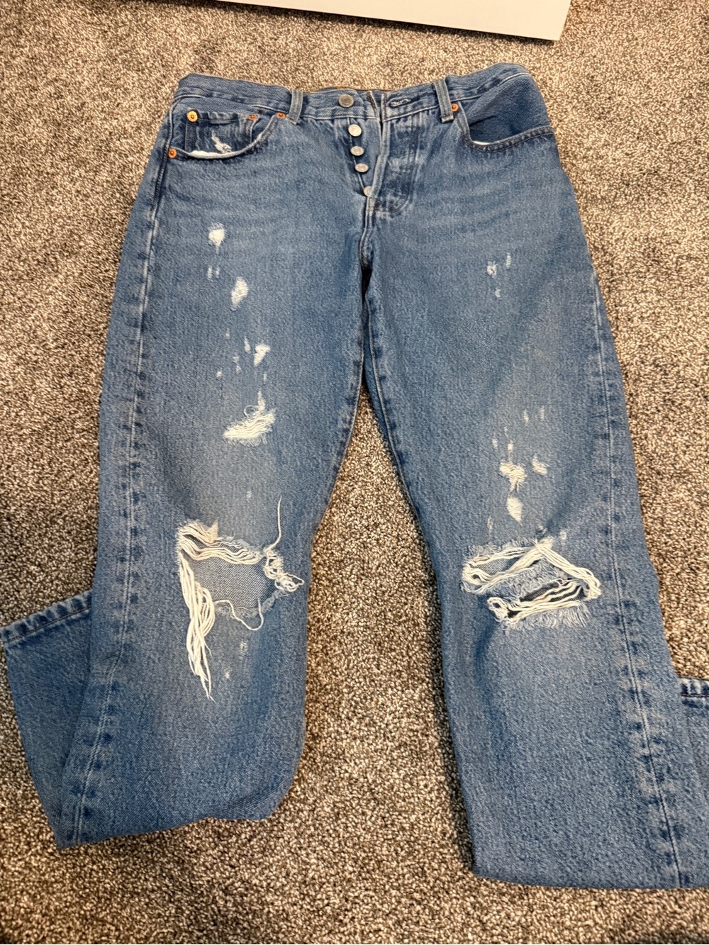 Levi's Light Blue Distressed Straight-Leg Jeans